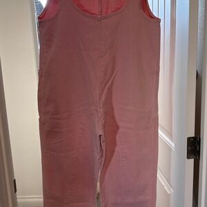 NWTS Women Pink Cotton Blend Adjustable Strap Bib Overalls Zenana M Comfy Boho